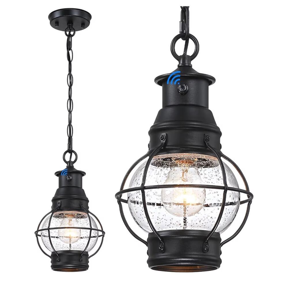 Dusk to Dawn Outdoor Pendant Light - Farmhouse Black Chandelier